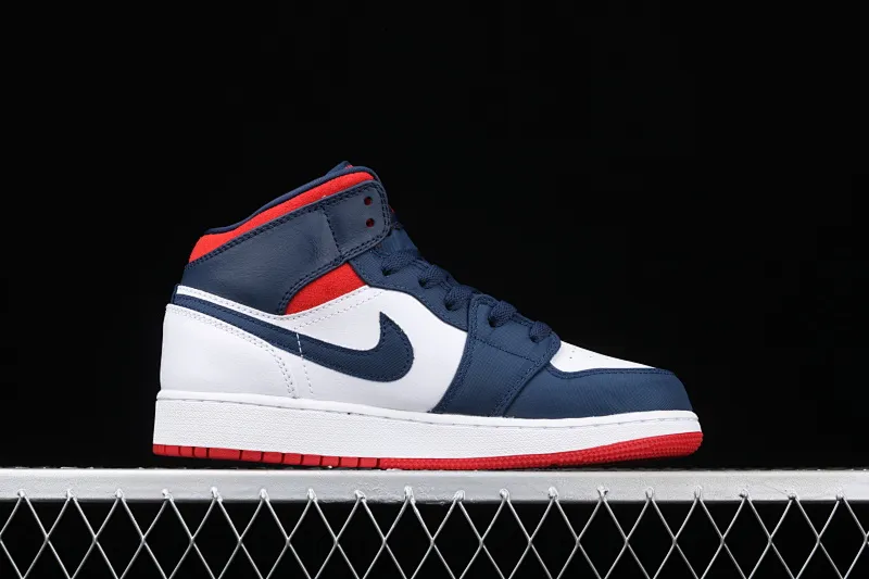 All categories Air Jordan Jordan series basketball shoes Air Jordan 1 Mid G version pure original Air Jordan 1 Mid GS AJ1 Joe 1 Captain America China basketball shoes BQ6931-104